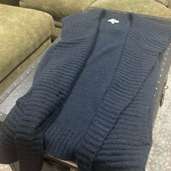 Navy Nikki Textured Knit Long Sleeveless Cardigan Snuggle Worthy size XL - Picture 6 of 11